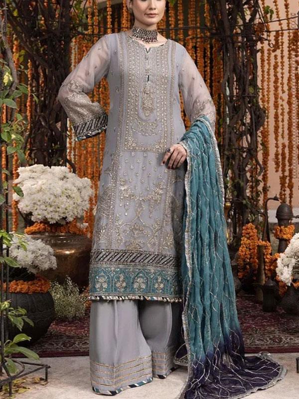 Chiffon Heavy Embroidered Dress With Embroidered Chiffon Dupatta (Unstitched)