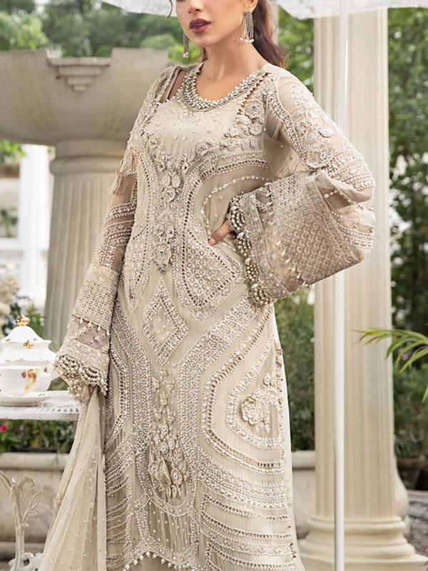 Luxury Maria B Chiffon Dress & Embroidered Dupatta