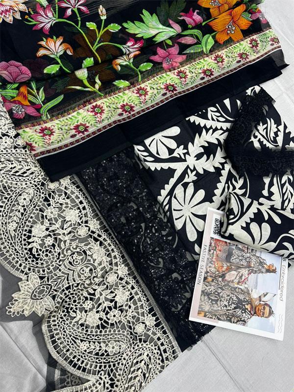 Lawn Embroidered All-Over Printed Dress with Chiffon Dupatta (Unstitched)