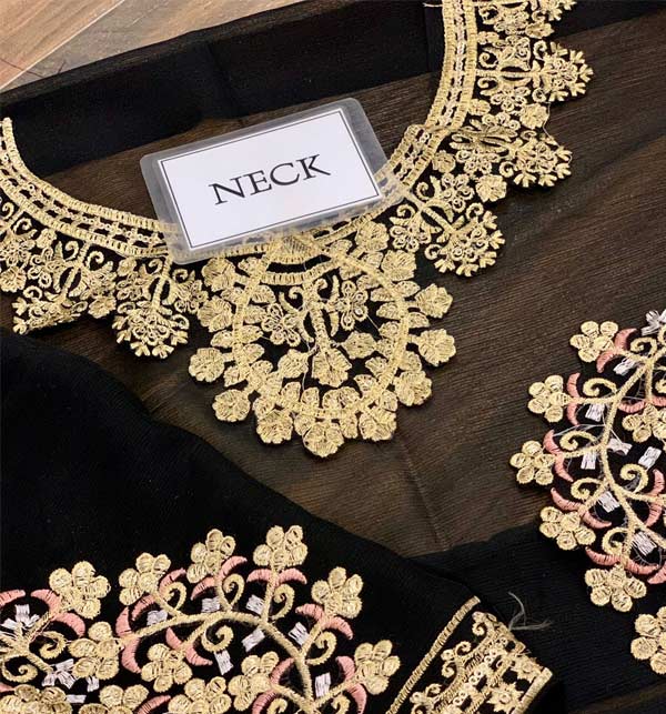 Chiffon Full Heavy Embroidered Dress with Organza Dupatta (Unstitched)