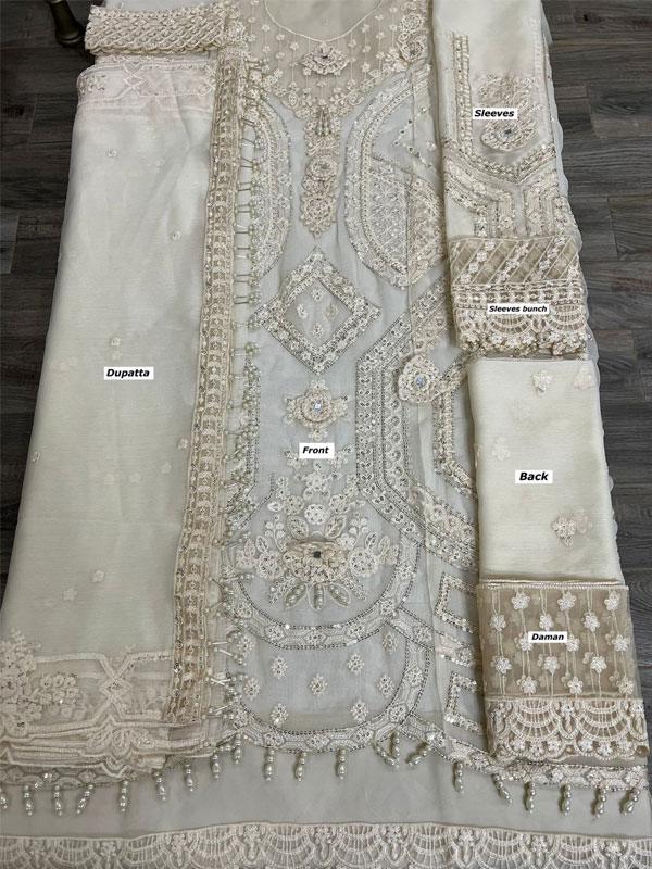 Luxury Maria B Chiffon Dress & Embroidered Dupatta