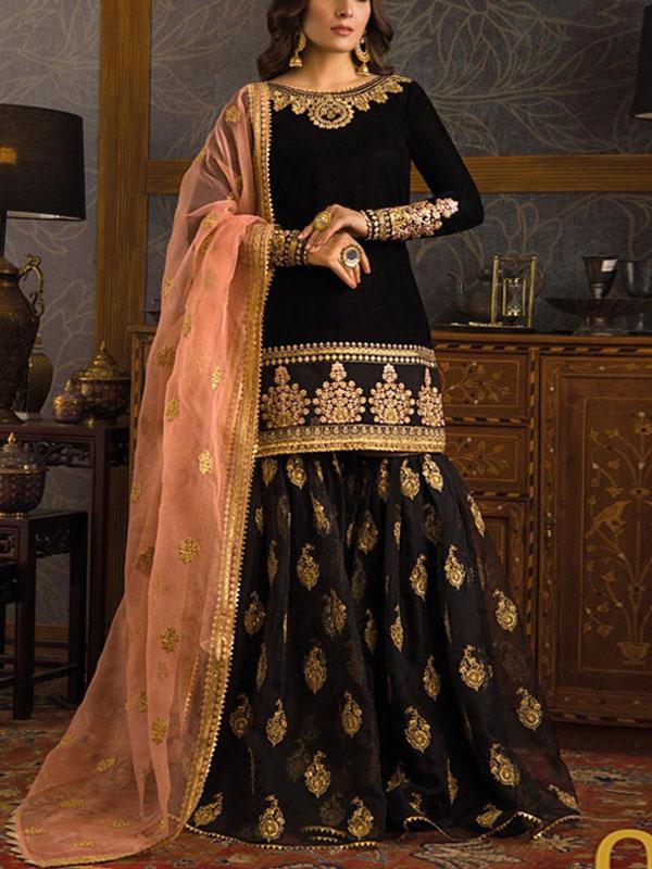 Chiffon Full Heavy Embroidered Dress with Organza Dupatta (Unstitched)