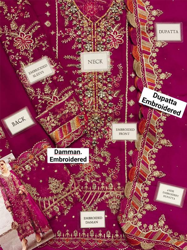 Luxury Chiffon Party Wear Dress & Embroidered Dupatta
