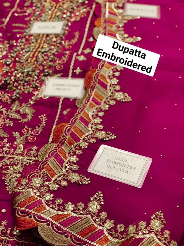 Luxury Chiffon Party Wear Dress & Embroidered Dupatta