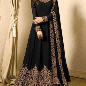 Chiffon Embroidered Black Maxi (Unstitched)