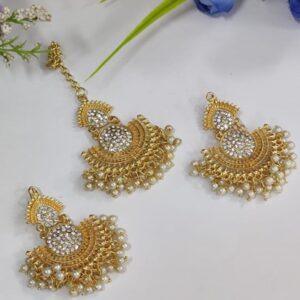 Traditional Party Wear Earring With Matha Patti Pearls Work