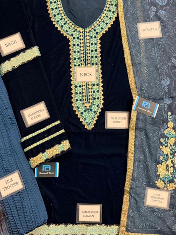 VELVET Heavy Embroidered Dress With Chiffon Printed Dupatta (Unstitched)