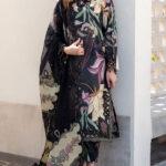 Unstitched Luxury Lawn Dress with Heavy Embroidered Bunches & Chiffon Dupatta