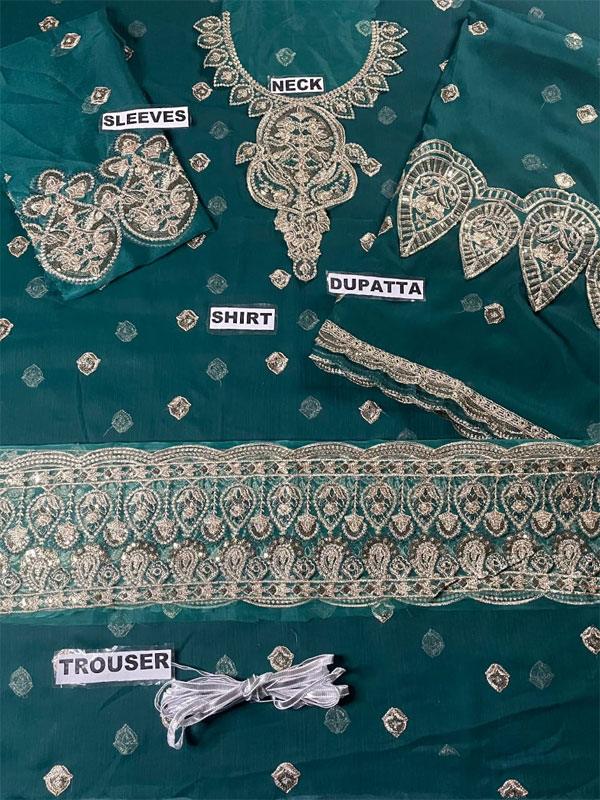 Heavy Chiffon Embroidered Dress With 4 Side Embroidered Dupatta (Unstitched)