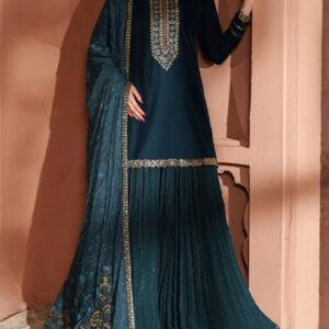 VELVET Heavy Embroidered Dress With Chiffon Printed Dupatta (Unstitched)