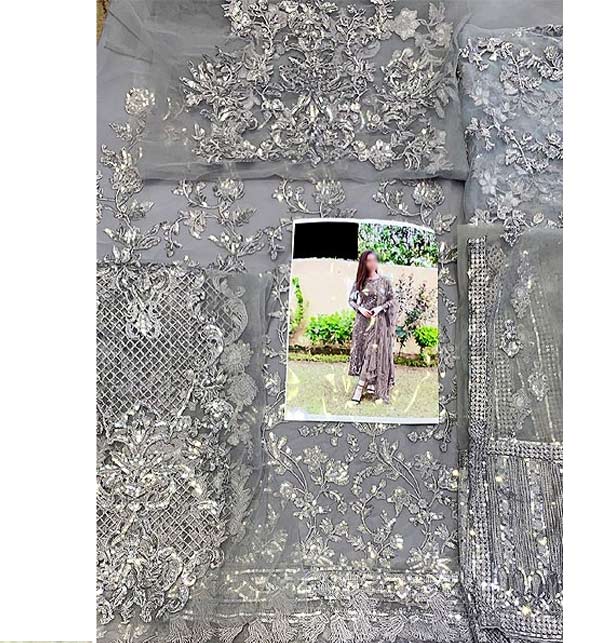 NET Luxury Full Heavy Embroidered Party Wear Wedding Dress