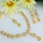 Premium Golden Zircon Necklace Fashion Jewelry Set With Earrings