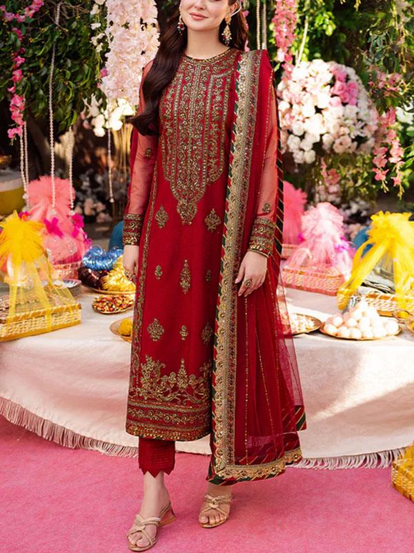 Luxury Chiffon 3-Piece Embroidered Suit