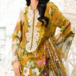 Digital Printed Embroidery Lawn Dress with Chiffon Dupatta (Unstitched)