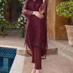 NET Sequins Full Heavy Embroidered 2 Pec Dress (Shirt + Trouser) (Un-Stitched)