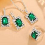 Sparkling And Exquisite AD Zircon Necklace Set With Ring & Tops
