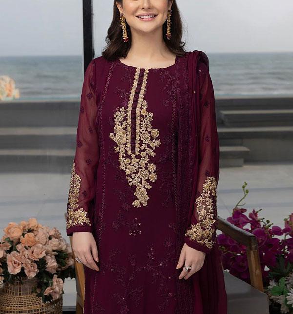 Luxury Chiffon 3 Piece Embroidered Outfit
