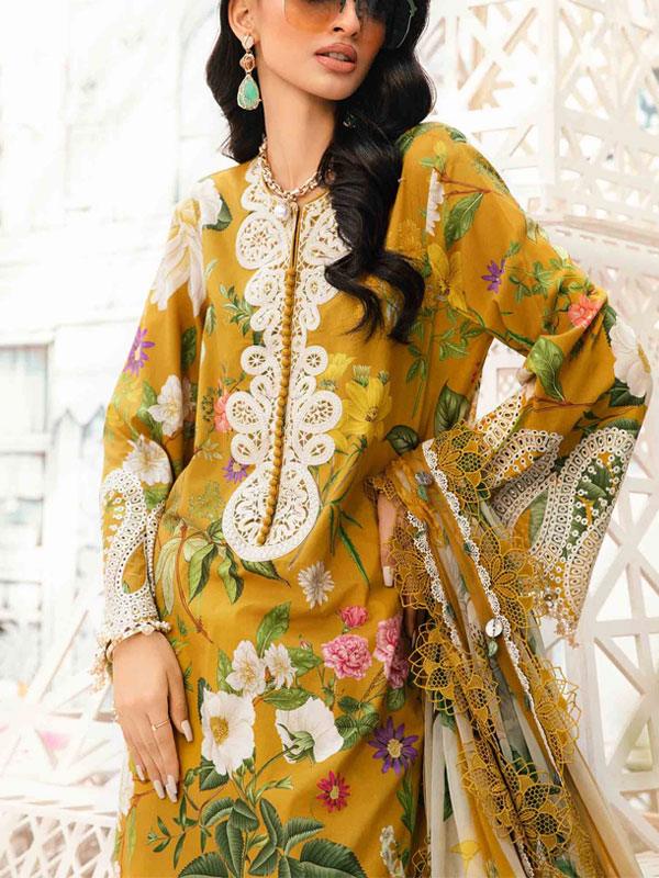 Digital Printed Embroidery Lawn Dress with Chiffon Dupatta (Unstitched)