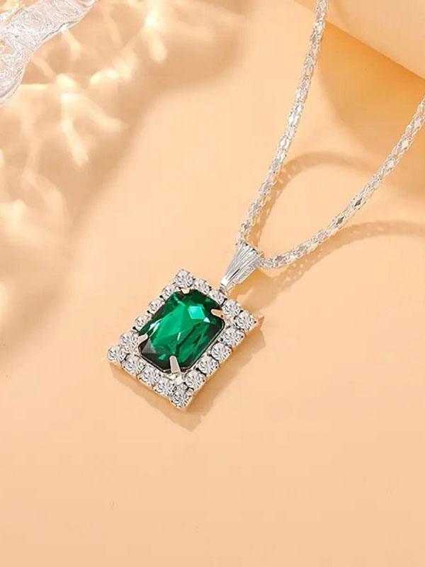 Sparkling And Exquisite AD Zircon Necklace Set With Ring & Tops