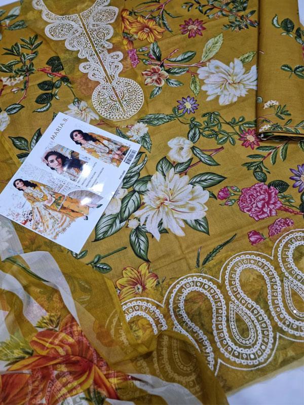 Digital Printed Embroidery Lawn Dress with Chiffon Dupatta (Unstitched)