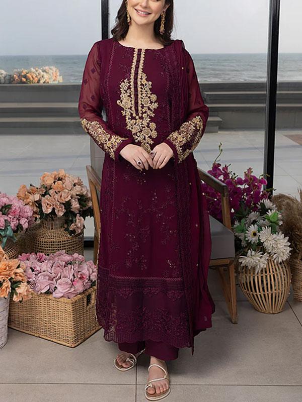 Luxury Chiffon 3 Piece Embroidered Outfit
