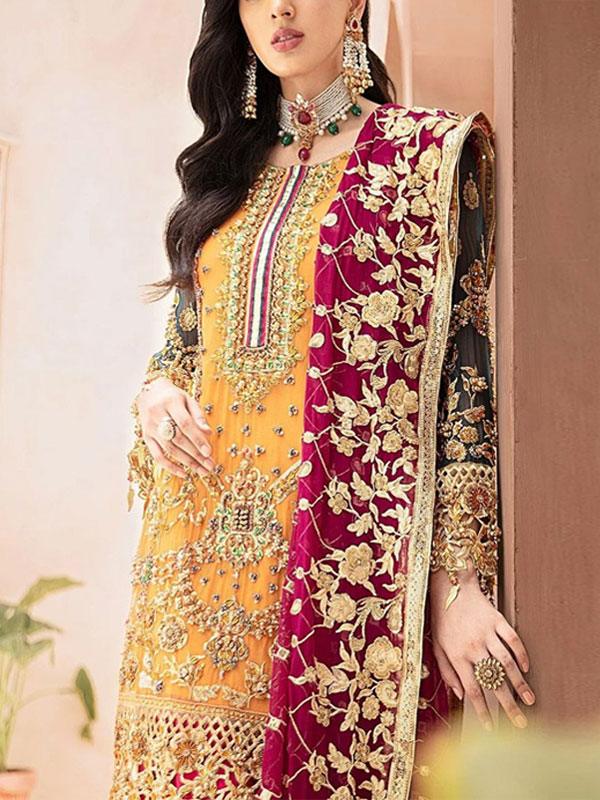 Chiffon Heavy Embroidered Wedding Dress