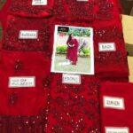 Heavy Embroidered Maroon Net Dress with Trouser & Dupatta