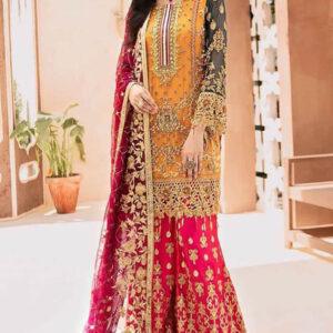 Chiffon Heavy Embroidered Wedding Dress