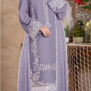 Premium 3-Piece Embroidered Dhanak Suit – Winter Collection