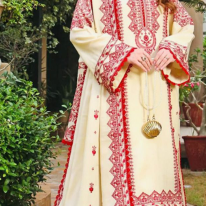 Premium 3-Piece Heavy Embroidered Dhanak Suit – Winter Collection